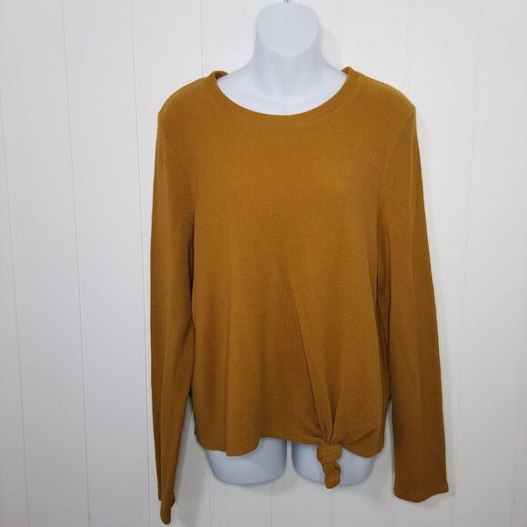 Madewell Top Size Medium Crewneck Front Tie Long Sleeve - Picture 1 of 8